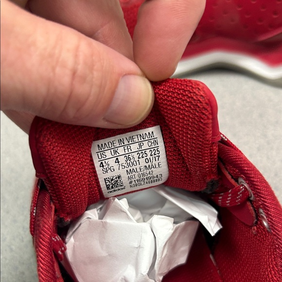 Adidas Crimson Sneakers size 4.5Y Youth shoes with Metallic Stripes - Picture 2 of 16